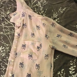 Wolf button down long sleeve